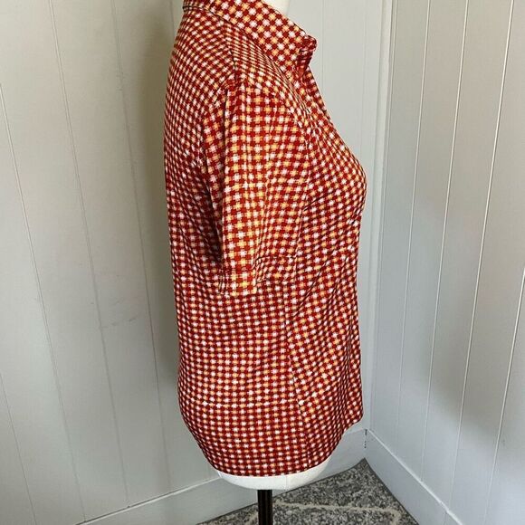 Ralph Lauren Womens Small Popover Polo Top Red White Dot Pattern Short Sleeves - Picture 6 of 11